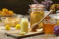 Royal jelly and honey background Royalty Free Stock Photo