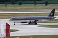 Royal Jordanian plane taxiing in airport