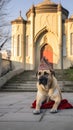 A royal Kangal Dog in old Turkish clothes and a fez generative AI