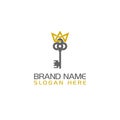 Royal king key crown logo icon isolated on white background Royalty Free Stock Photo
