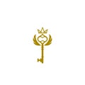 Royal king key crown logo icon isolated on white background Royalty Free Stock Photo