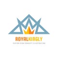 Royal kingly - vector logo template concept illustration. Abstract gold crown in triangle shape creative sign. Monarch symbol.