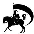 Royal knight side view vector silhouette Royalty Free Stock Photo