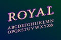 Royal layered alphabet. Colored 3d font. Isolated english alphabet