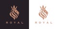 Royal king Lion crown logo template Royalty Free Stock Photo