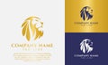 royal lion king logo vector illustration. Elegant luxury brave lion icon sign