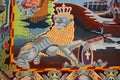 Royal Lion on the Queens Tapestries at Christainsborg Palace Copenhagen Denmark
