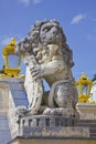 Royal lion statue against the sky.