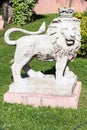 Royal lion statue in garden of Dolmabahce Palace