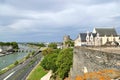 Royal lodge and ramparts of the castle of Angers on the edge of the Maine River Royalty Free Stock Photo