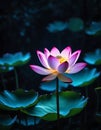 The royal lotus blooms at night. lotus reflecting star light Lotus flower