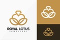 Royal Lotus Jewellery Logo Design Brand Identity Logos Designs Vector Illustration Template