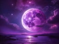 Royal Lunar Radiance: Captivating Purple Moonlit Sky