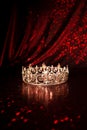 Royal luxury crown on red background. Princess and queen. Precious Royalty Free Stock Photo