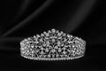 Royal luxury diadem with crystals, diamonds. Black and white photo