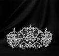 Royal luxury diadem with crystals, diamonds. Treasure