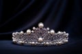 Royal luxury diadem with crystals, pearls ad diamonds. Success