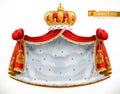 Royal mantle and crown. 3d vector icon Royalty Free Stock Photo