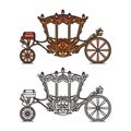 Royal medieval wheel transport or vintage carriage