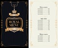 Royal menu for restaurant or cafe with price list