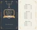 Royal menu for restaurant or cafe with price list