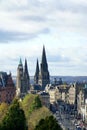 Royal Mile running beside Princes Street Park in Old Town in Edinburgh