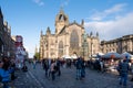 The Royal Mile and St Giles Cathedral in Edinburgh during The Fringe arts festival