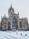 Royal Mile under heavy snow in Edinburgh, Scotland, February 2021