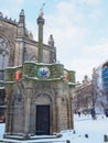 Royal Mile under heavy snow in Edinburgh, Scotland, February 2021