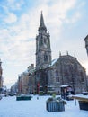 Royal Mile under heavy snow in Edinburgh, Scotland, February 2021