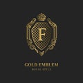 Royal monogram design. Luxury volumetric logo template. 3d line ornament. Emblem with letter F for Business sign, badge, crest, la