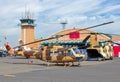 Royal Moroccan Air Force Bell UH-1 Huey helicopter at Marrakesh Airport. Marrakech, Morocco - April 28, 2016 Royalty Free Stock Photo