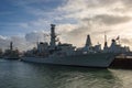The Royal Navy Frigate HMS Lancaster (F229) moored in Portsmouth Royalty Free Stock Photo