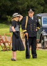 Royal Navy Officer and Stylish Lady from WW2. Royalty Free Stock Photo