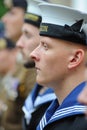 Royal Navy sailor on parade armed forces day Royalty Free Stock Photo