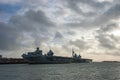 The Royal Navys aircraft carriers HMS Queen Elizabeth and HMS Prince of Wales docked at Portsmouth Royalty Free Stock Photo