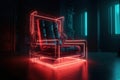 Royal neon Throne Room in red and blue color - Ai Generative Royalty Free Stock Photo