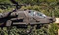 Royal Netherlands Air Force Boeing AH-64 Appache attack helicopter taking off from Gilze-Rijen Air Base. The Netherlands -