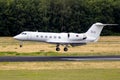 Royal Netherlands Air Force Gulfstream IV twinjet aircraft from 334 squadron landing at Eindhoven Airbase. The Netherlands - June