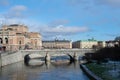 The Royal Opera of Stockholm near the river and bridge Royalty Free Stock Photo