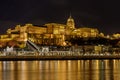 Royal Palace Buda Palace of Hungary from Budapest at night Royalty Free Stock Photo