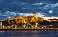 Royal palace in Budapest night. Hungary. Panorama Royalty Free Stock Photo
