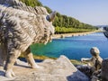 Royal Palace of Caserta from the fountain of Venus and Adonis, Italy