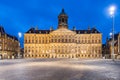 The Royal Palace in Dam square at Amsterdam, Netherlands. Dam sq Royalty Free Stock Photo