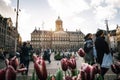 Royal Palace on the Dam Square at sunset in Amsterdam, Netherlands Royalty Free Stock Photo