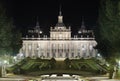 Royal Palace and gardens of La Granja by night. Spain Royalty Free Stock Photo