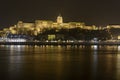 Royal Palace of Hungary in Budapest, above Danube at night Royalty Free Stock Photo