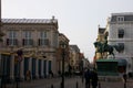 Royal palace with King Willem statue in The Hague Royalty Free Stock Photo