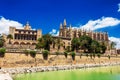 The Royal Palace of La Almudaina and La Seu Cathedral historic buildings in Palma de Mallorca Royalty Free Stock Photo