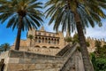 Gothic medieval Royal Palace of La Almudaina. Palma de Mallorca. Balearic Islands Spain Royalty Free Stock Photo